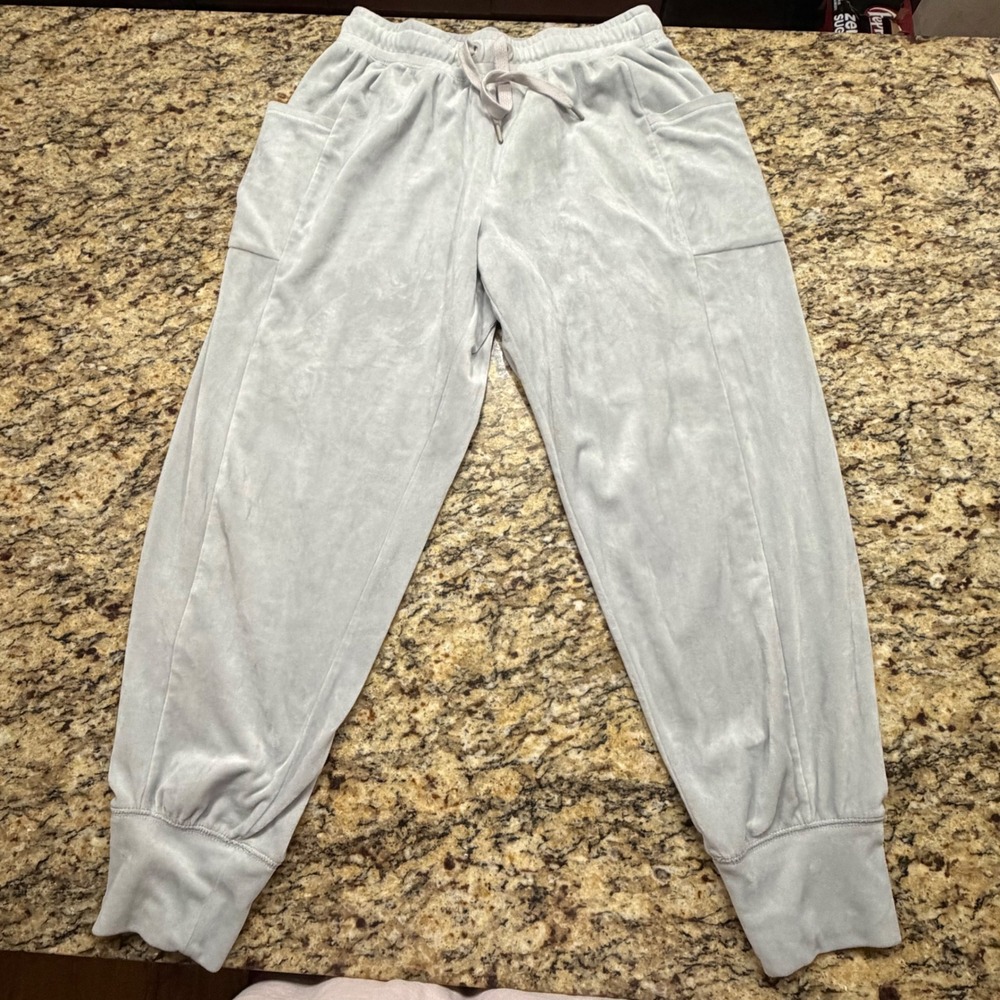 OFFLINE by Aerie Women Gray Velour Joggers Size Medium Lounge Pants Drawstring